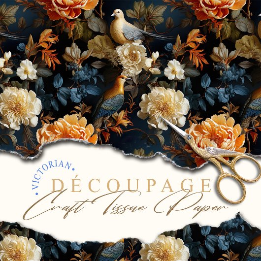 Orange Blue und Cream Georgian Inspiriert Bohemisc Seidenpapier