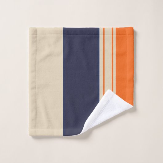 Orange Blue und Taupe Streifen Badhandtuch Set (Waschlappen)