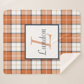 Orange, Blue und White Tartan Kariert Sherpadecke (Vorderseite (Horizontal))
