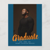 Orange Blue University Graduate Foto Abschluss (Vorderseite)