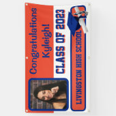 Orange & Blue Vinyl Abschluss Banner (Vertikal)