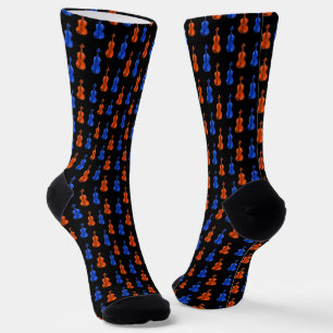 Orange Blue Violin Pattern Socken