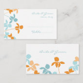 Orange Blue Wedding Table Place Setting Cards Platzkarte (Vorne/Hinten)