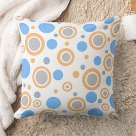Orange Blue White Silver Polka Dots Kissen