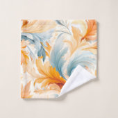Orange Blue Wildblume Feather Badhandtuch Set (Waschlappen)