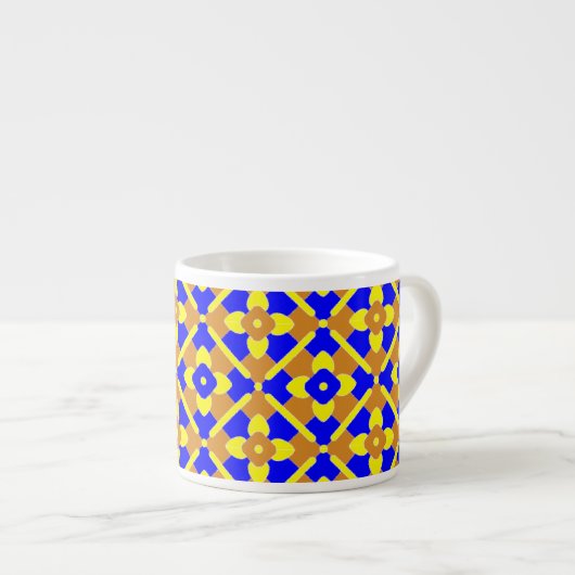 Orange Blue Yellow Spanish Style Tile Muster Espressotasse (Vorderseite Rechts)