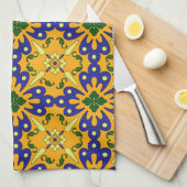Orange Blue Yellow Spanish Tile Kitchtuch Küchentuch (Viertel Falte)