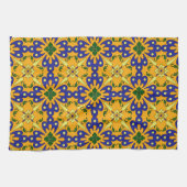 Orange Blue Yellow Spanish Tile Kitchtuch Küchentuch (Horizontal)