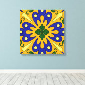 Orange Blue Yellow Spanish Tile Leinwand Kunst, Di (Insitu (Holzboden))