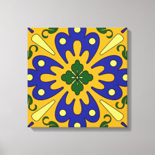 Orange Blue Yellow Spanish Tile Leinwand Kunst, Di