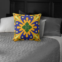 Orange Blue Yellow Spanish Tile Pattern