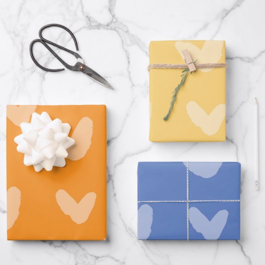 Orange Blue Yellow Sweet Liebe Artisan Fun Geschenkpapier Set (Vorderseite)