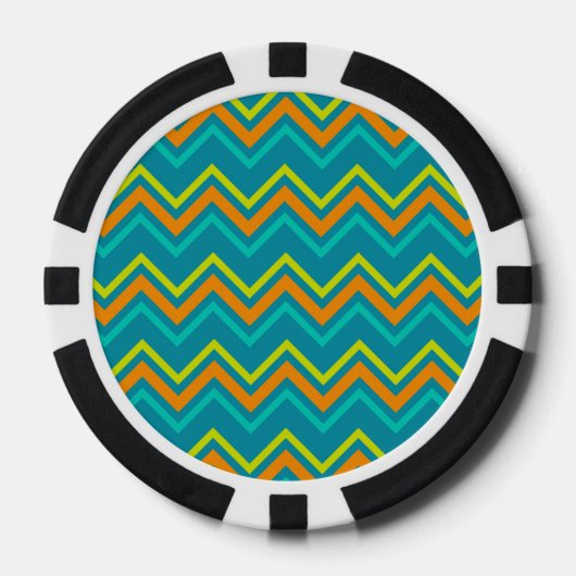 Orange Blue Zig Zag Lines Geometric Dinosaurier Pokerchips (Vorderseite)