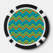 Orange Blue Zig Zag Lines Geometric Dinosaurier Pokerchips (Rückseite)