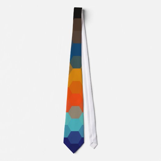 Orange Blue Zigzag Nahtloses Muster 2 Krawatte (Vorderseite)