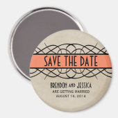 Orange Blüh Border Save the Date Magnet (Vorderseite/Rückseite)