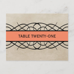 Orange Blüh Border Tischnummer Postkarte