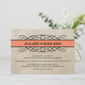 Orange Blüh Border Wedding Einladung (Stehend Vorderseite)