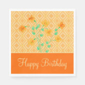 Orange blühende Happy Birthday Paper Napkins Serviette (Vorderseite)