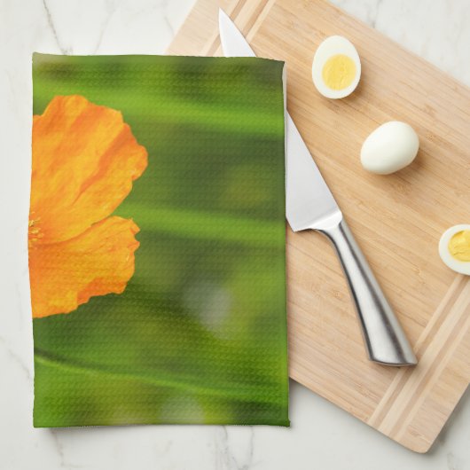 Orange blühende Mohnblume Blume auf grünem Individ Geschirrtuch (Viertel Falte)