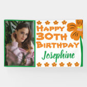 Orange Blume 30. Foto Geburtstag Banner (Horizontal)