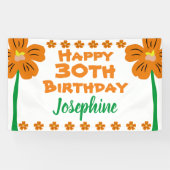 Orange Blume 30. Geburtstag Party Banner (Horizontal)