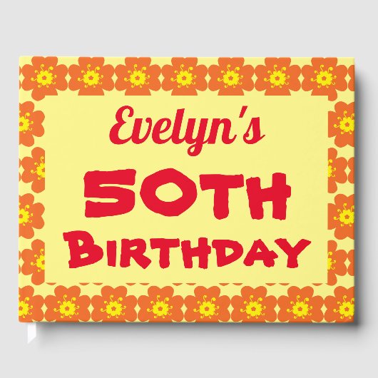Orange Blume 50. Geburtstagsparty Gästebuch (Vorderseite)
