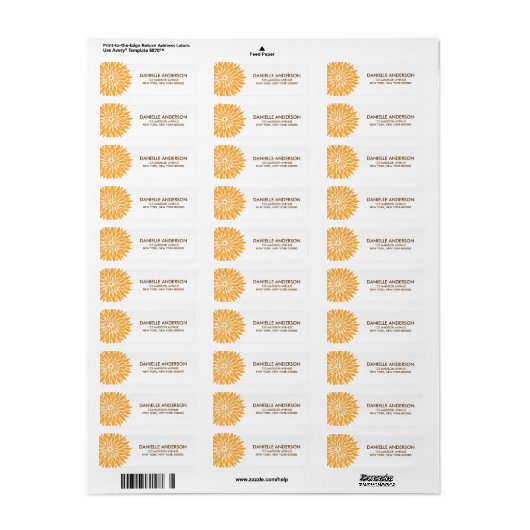 Orange Blume Address Return Labels (Vorne)