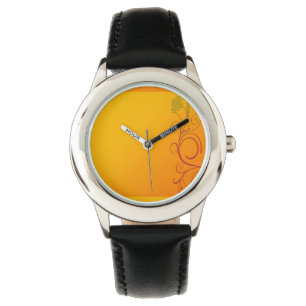 Orange Blume Armbanduhr