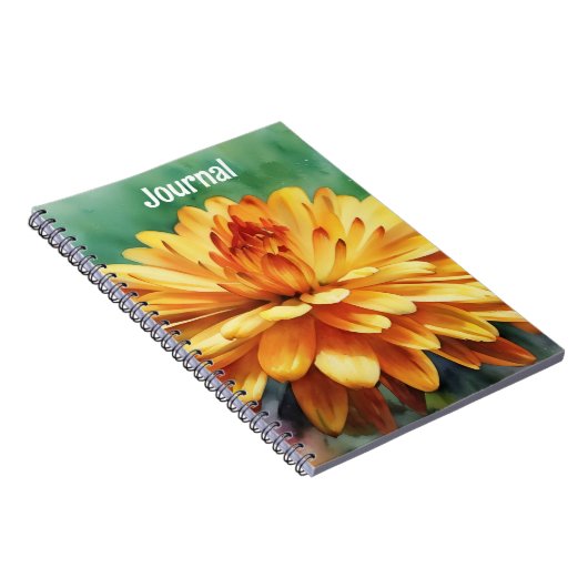 Orange Blume Art Notebook Journal personalisieren Notizblock (Rechte Seite)