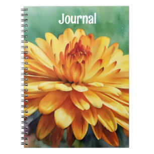 Orange Blume Art Notebook Journal personalisieren Notizblock