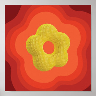 Orange Blume Art Poster - Square Design