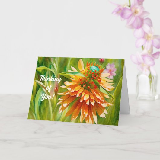 Orange Blume Art Thinking of You Card Karte (Orchidee)