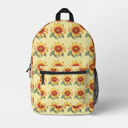 Orange Blume Bedruckter Rucksack (Vorderseite)