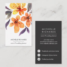 Orange Blume | berufliche Social Media Icons Visitenkarte