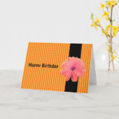 Orange Blume Black Ribbon Birthday Wünsche Karte (Gelbe Blume)