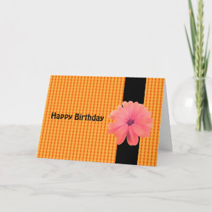 Orange Blume Black Ribbon Birthday Wünsche Karte