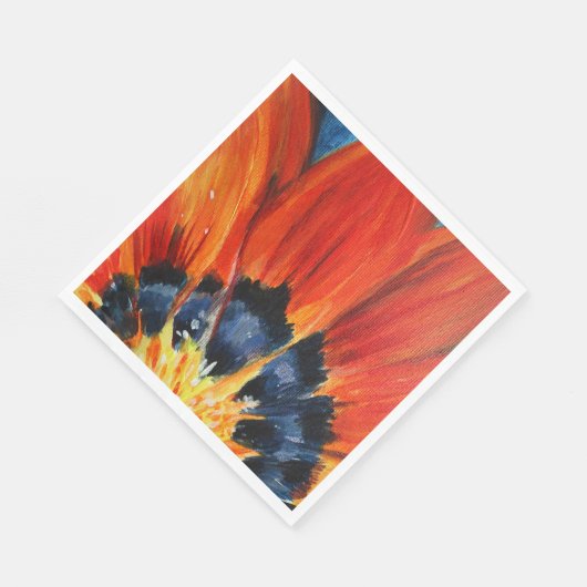 Orange Blume Blätter Malpapier Napkin Serviette (Ecke)