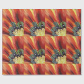 Orange Blume Blätter Matte Wrapping Paper Geschenkpapier (Flach)