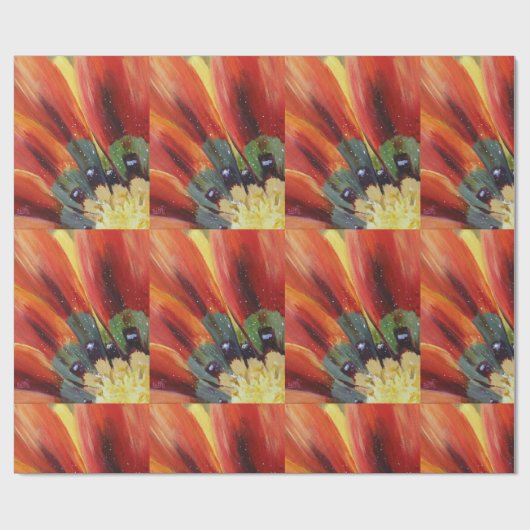 Orange Blume Blätter Matte Wrapping Paper Geschenkpapier (Flach)