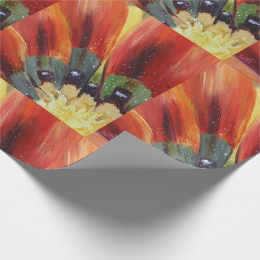 Orange Blume Blätter Matte Wrapping Paper Geschenkpapier (Ecke)