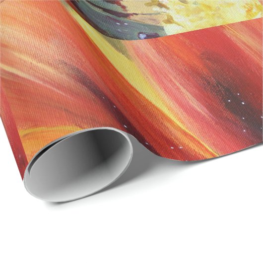 Orange Blume Blätter Matte Wrapping Paper Geschenkpapier (Rolleneckpunkt)