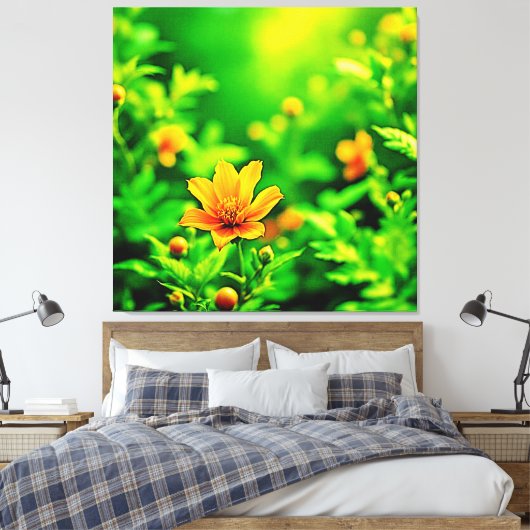 Orange Blume Bokeh Sunny Leinwanddruck (Insitu (Schlafzimmer))