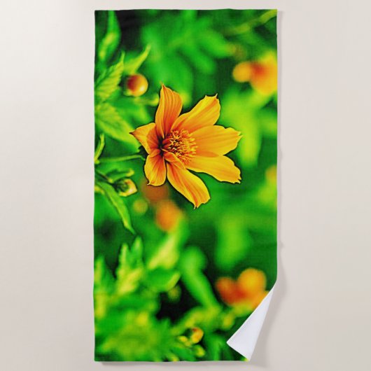 Orange Blume Bokeh Sunny Strandtuch (Vorderseite)