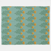 Orange Blume Border Pattern Fleecedecke (Vorderseite (Horizontal))