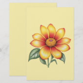 Orange Blume Briefpapier (Vorne/Hinten)