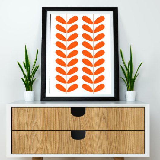 Orange Blume Buds Mid Century Modern Styling Poster