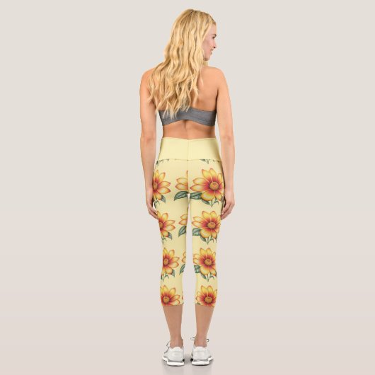 Orange Blume Capri Leggings (Rückseite)