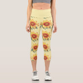 Orange Blume Capri Leggings (Vorderseite)