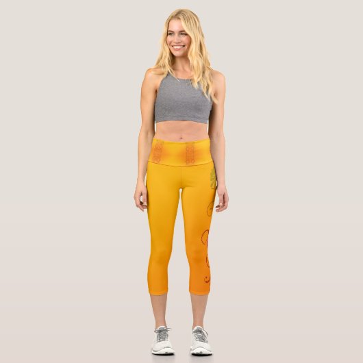 Orange Blume Capri Leggings (Vorderseite)